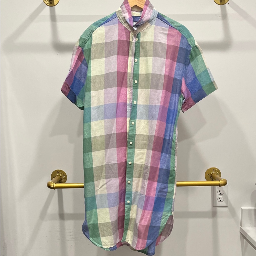 GAP Colorful Plaid Short Sleeve ShirtDress